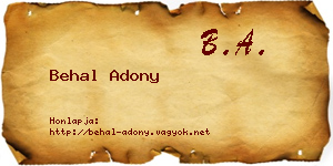 Behal Adony névjegykártya